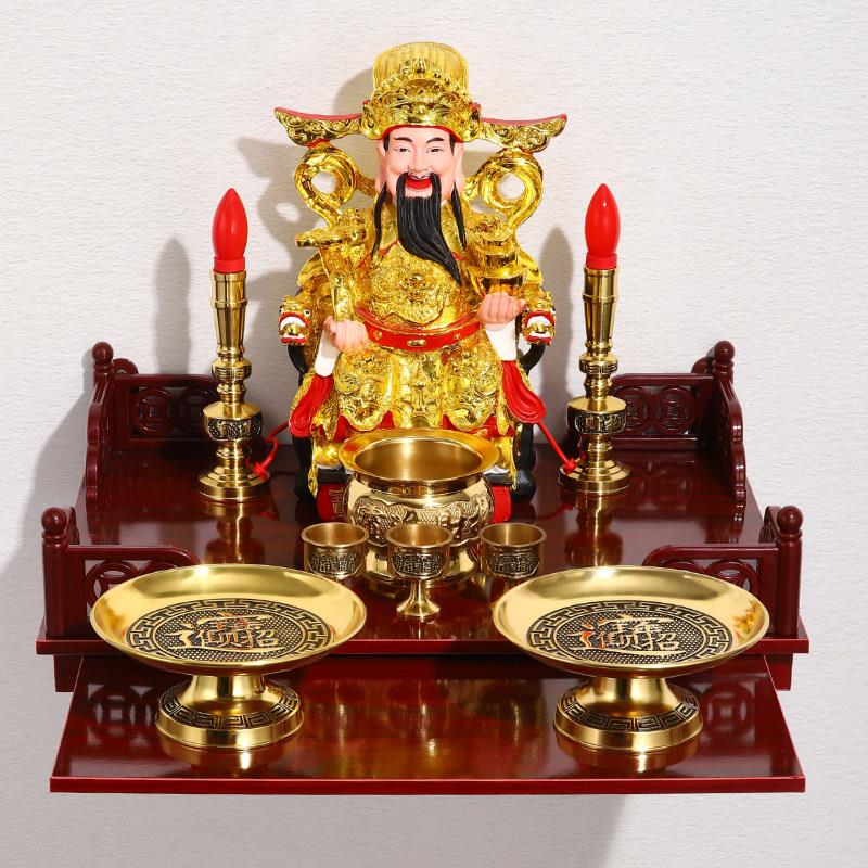 佛龛壁挂式香炉架子财神爷像摆件供台观音佛像橱柜土地神位置物架
