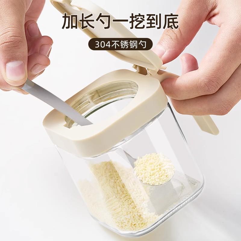 6524263方形玻璃调料盒装厨房调味罐料罐置物套盐味精把手调料瓶
