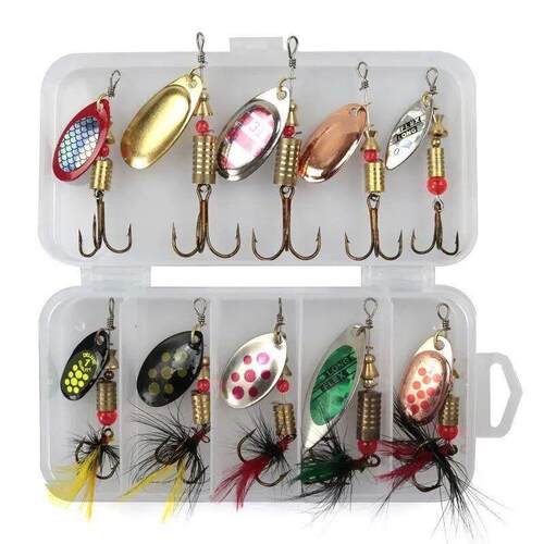 Metal Spoon Spinner Fishing Lure 10pcs Set Spoonbait Crankba