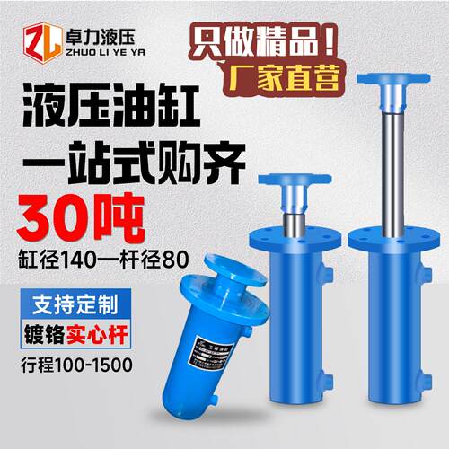30吨液压油缸法兰双向液压缸电动小型液压机升降机实心杆油缸大全