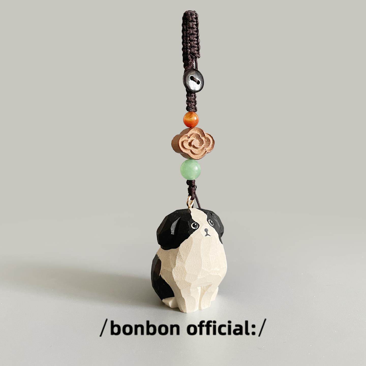 手工雕刻小狗边牧钥匙扣汽车钥匙书包包挂件挂饰创意可爱生日礼物
