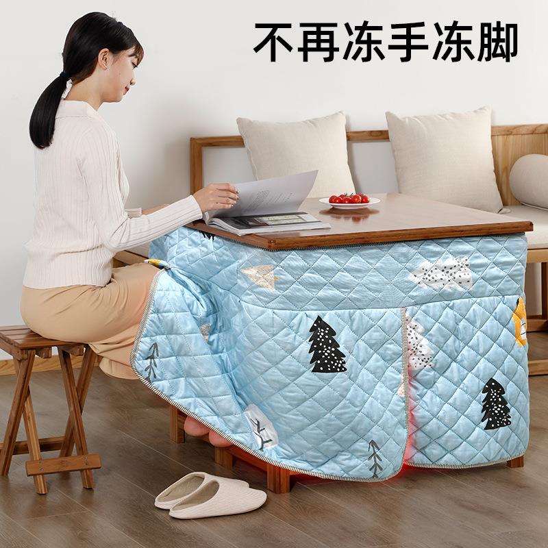 家用火正取暖桌可方形冬季吃饭取烤暖桌折叠楠竹实木放脚折叠桌简