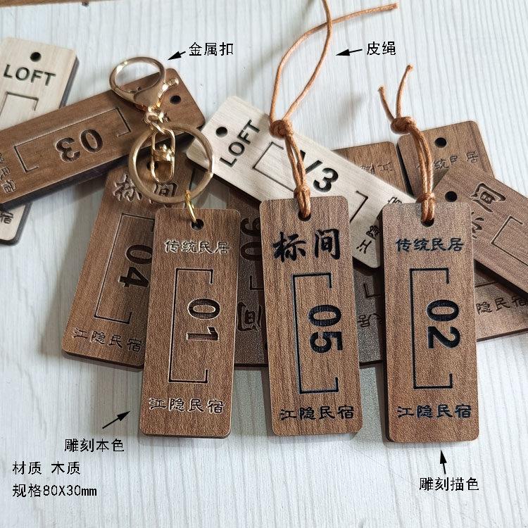门牌号码手牌民宿酒店钥匙房间标识挂牌吊牌木质挂件定制图片