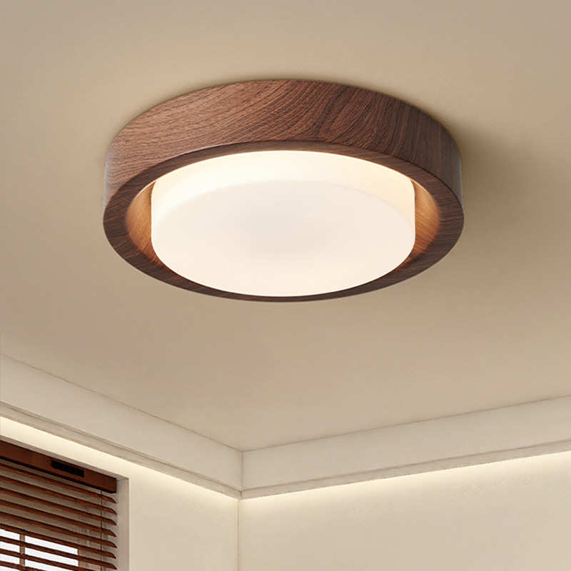 中古风卧室灯日式复古侘寂风过道走廊玄关灯胡桃色阳台led吸顶灯