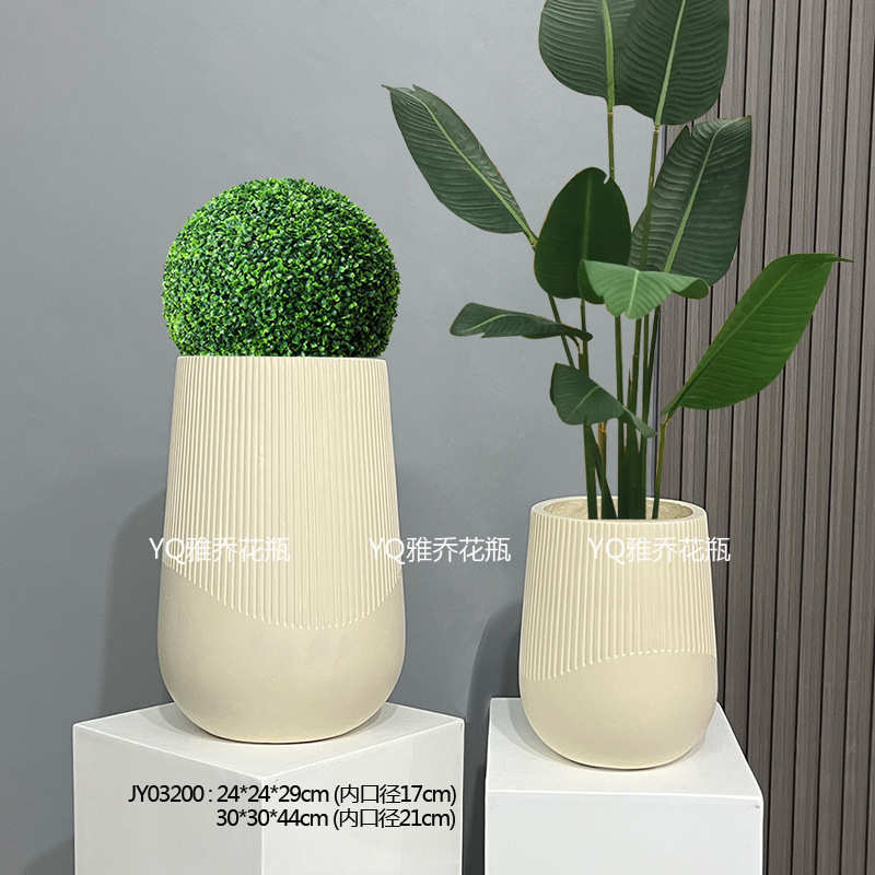 植花艺软花盆园林装ing落地庭院摆设浮雕别墅玻璃钢家居北欧绿