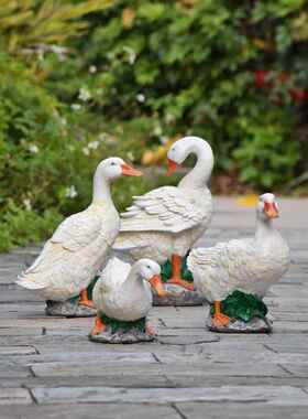 庭院装饰户外花园人造动物鹅饰品花园景观鸭雕塑屋创意花缸盆