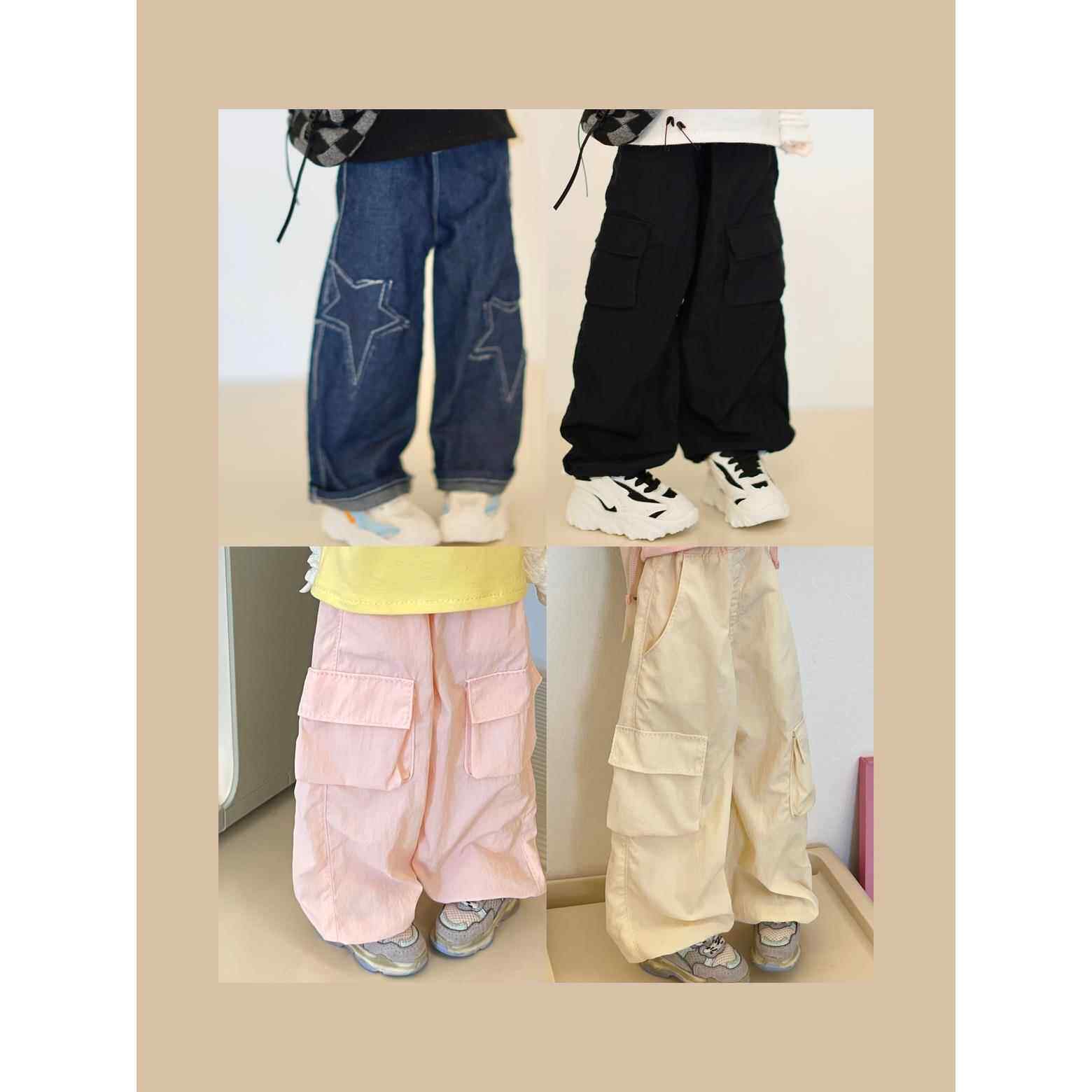 现货 BJD4分5分6分小6大鱼体娃娃衣服配日常裤子工装阔腿裤