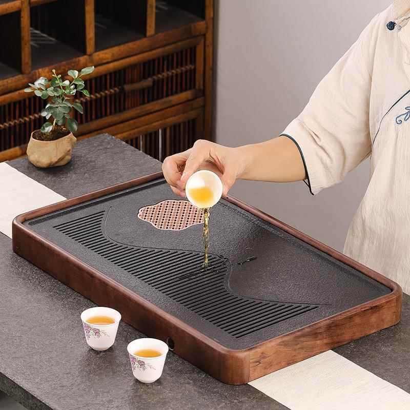 新款直销茶盘家用茶具托盘沥水小型干泡茶台排水功夫乌金石干泡台
