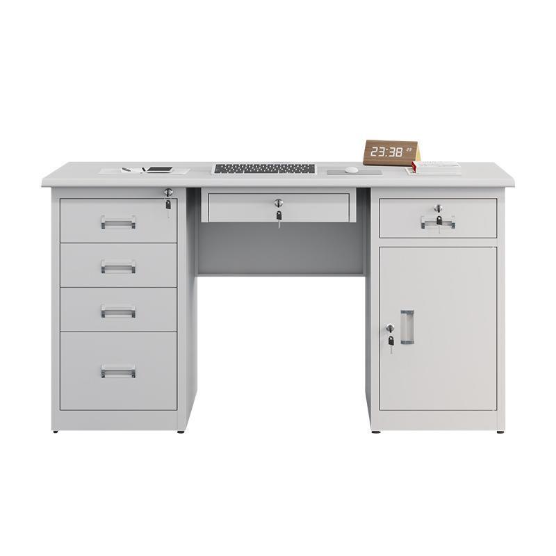 加厚钢制办公桌1.2米1.4米员工财务职员电脑桌带锁抽屉单人写字台