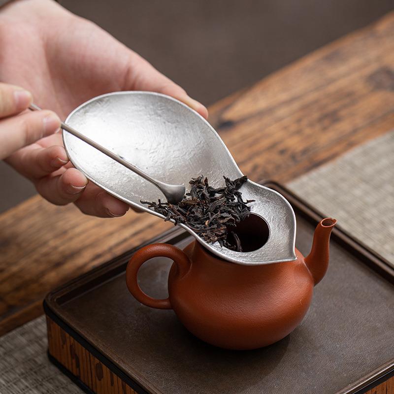 纯锡茶则手工茶匙茶铲茶道六君子茶荷茶赏家用取茶器锡制葫芦茶则