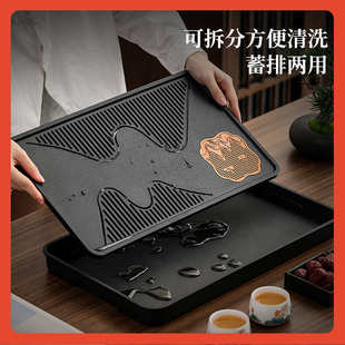 客厅仿乌金石茶海茶具干泡小 ǎ小型茶盘家用茶托盘2024新款