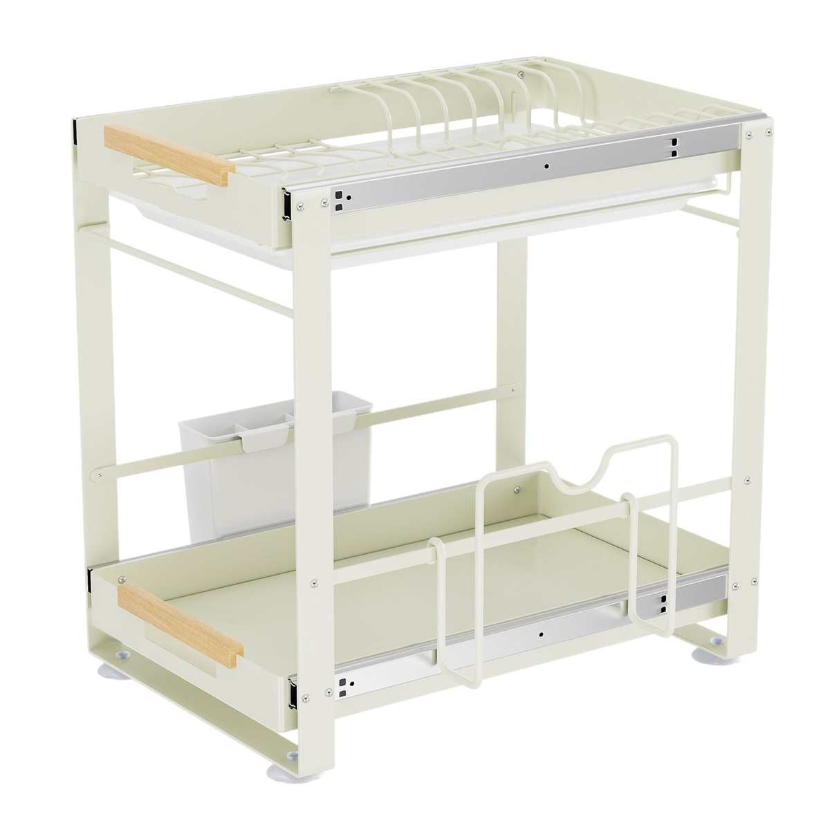 厨房碗盘收纳架碗碟拉篮抽屉式置物架橱柜内沥水抽拉碗篮内置碗架