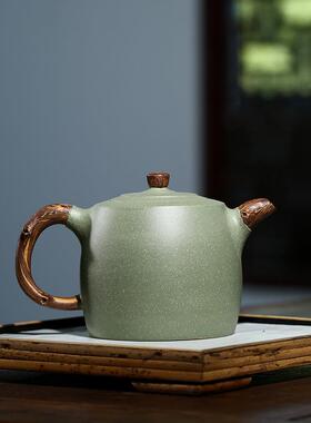 手ZD-H1384宜兴紫砂壶名家纯工原矿豆砂绞泥井茶栏泡壶大容量功青