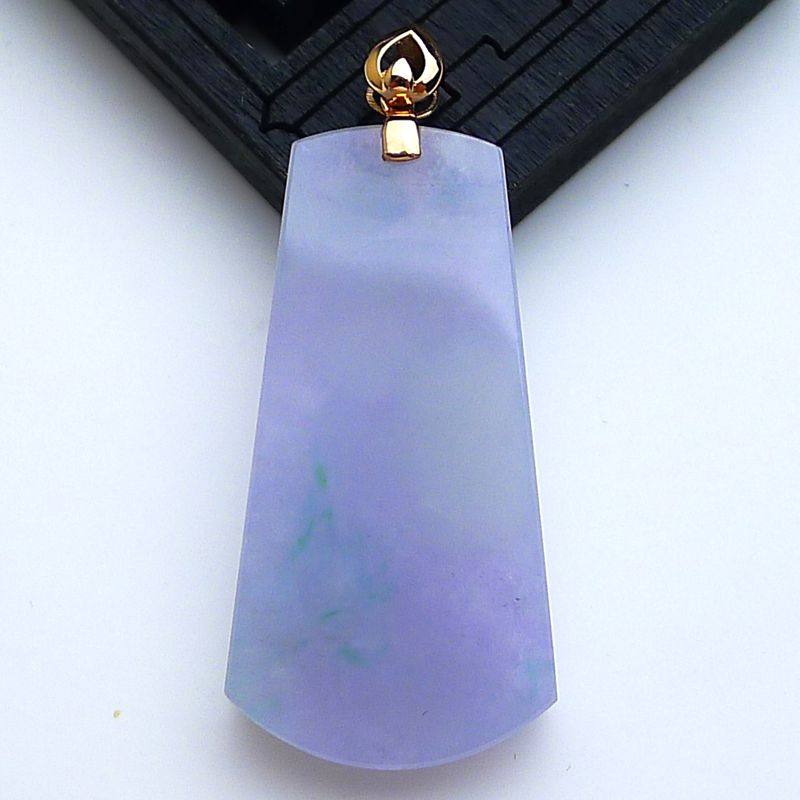 18K金镶玉扣头挂件翡翠正品浅紫双彩素面方形平安无事牌吊坠8.00g,珠宝/钻石/翡翠,颈饰,淘宝优惠券,粉丝福利购,淘宝优惠卷