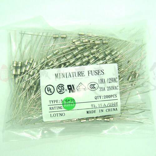 3.6*10mm带引脚250V保险丝管 3*10 1A 2A 3A 4A 5A 6.3A 10A 15A