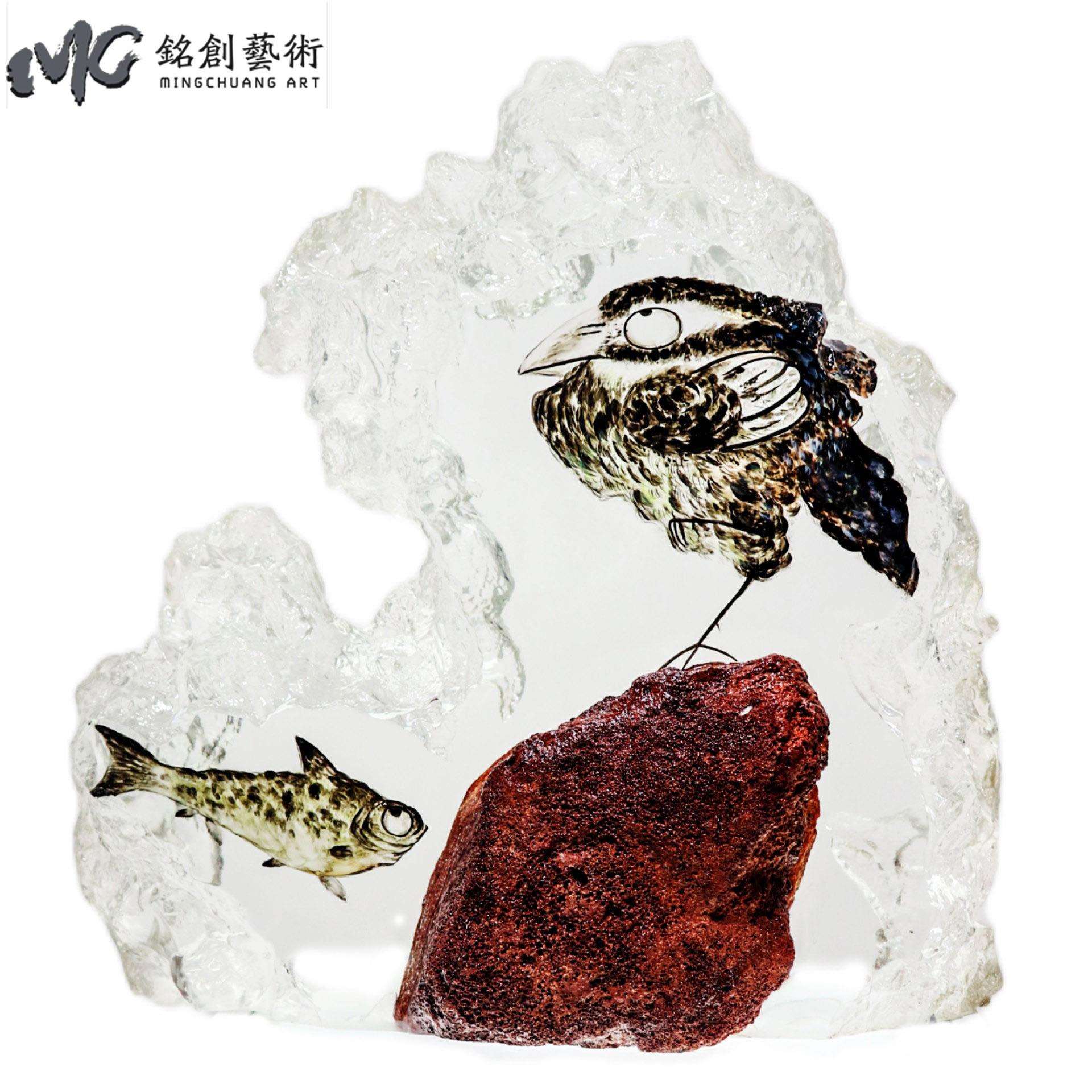 轻奢山石系列透明雕塑装饰品客厅电视柜网红创意摆件大型水晶饰品