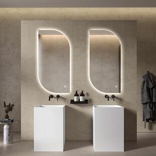 BOLEN网红智能镜异形半圆梳妆洗漱台挂墙式卫生间带灯led浴室镜子