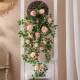 法式 饰花墙 彷真绿色植物玫瑰吊兰假花壁挂花藤家居客厅室内房间装