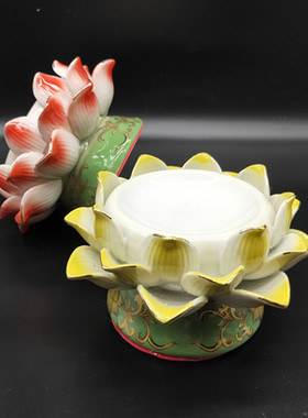 食用调和油油灯豆油酥油灯液体油灯陶瓷莲花油灯佛灯供灯法器佛具