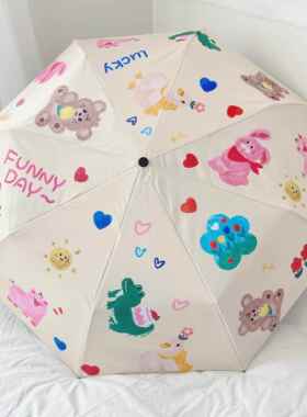 正品全自动碎花通宝宝晴雨遮阳伞V防卡晒抗U女学生两用伞遮阳伞