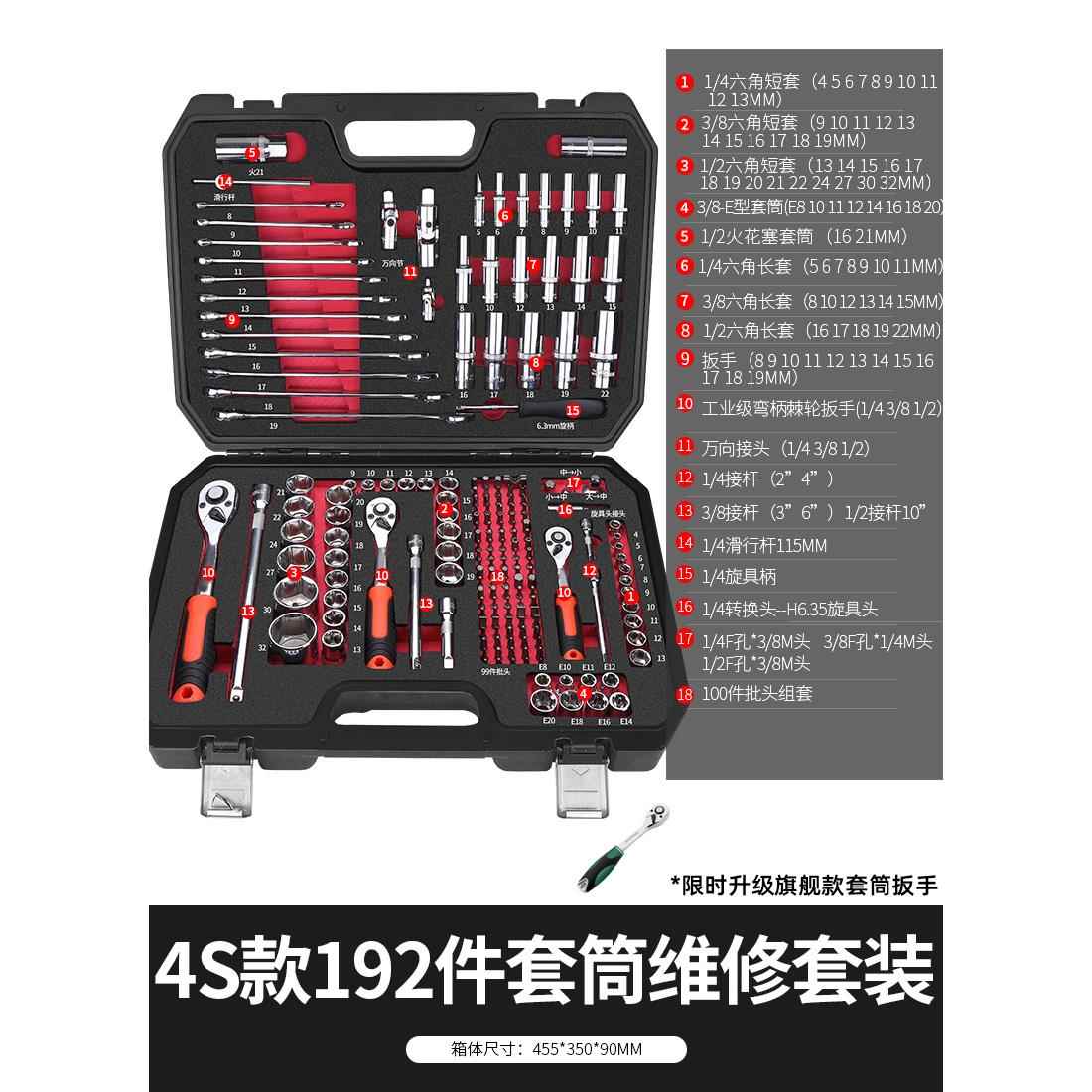 正品绿林汽修工具套装套轮筒手/棘汽车维修组合修扳车工具箱多功图片