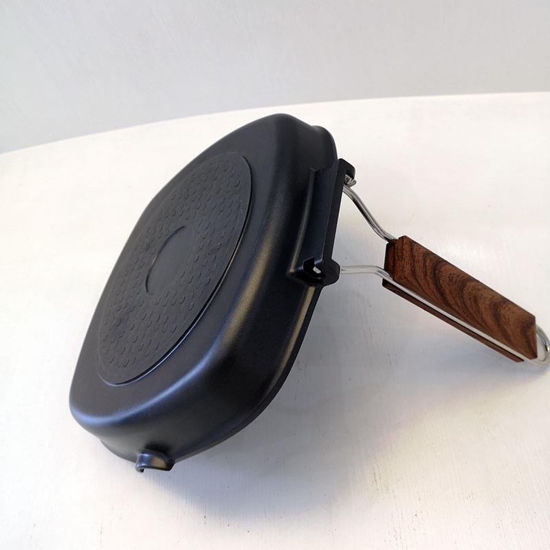 厂家销宏海折叠烤盘28烤CM铝压铸叠煎直盘不粘盘适合户外野营折耐