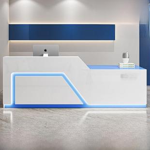 酒吧柜台收银美容美发店柜台小桌白色简约现代公司前台接待台灯光