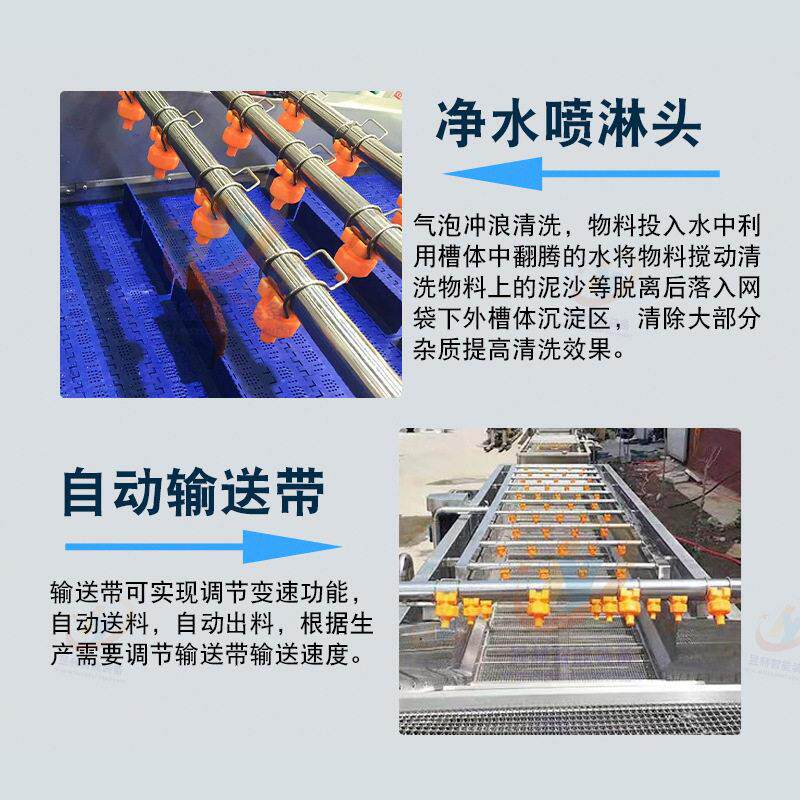动商用泡喷淋豆角清洗机式 多功能全自蔬蔬菜清洗昱赫机 洗果菜机