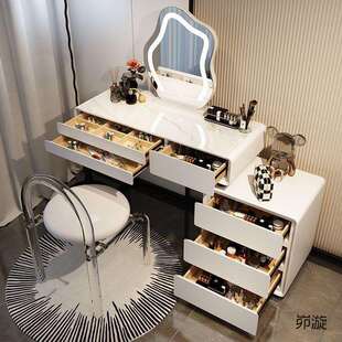 奶油风实木梳妆台卧室现代简约小户型主卧化妆桌斗柜一体书桌