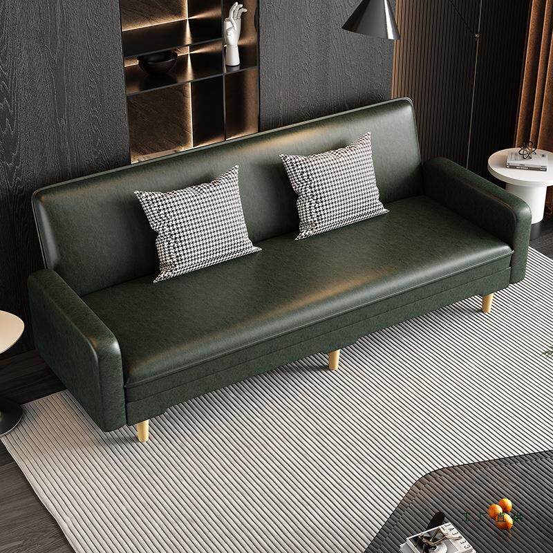 出租房可折叠两用沙发猫爪皮油蜡PU皮革布艺三人小户型简易沙发床