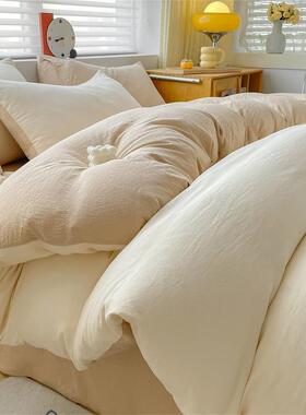 色四水洗棉件套学生床宿舍三件套单双纯人被套单床笠床YPR上用品