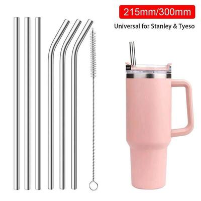 1Pcs Straight Bent Stainless Steel Straws Drinking Silver Cu