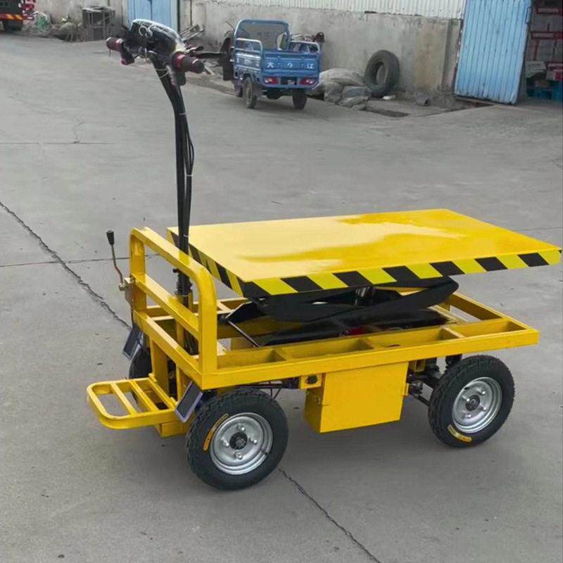 电动平板升降车站驾式载货卸货工具车小型周转车