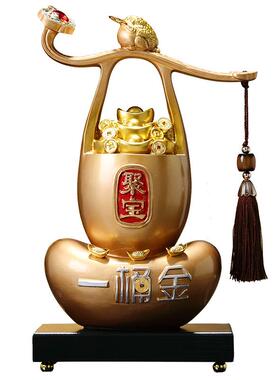 创意中式一桶金聚宝盆摆件招财聚财家居客厅玄关高档装饰乔迁礼品