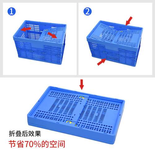 框富DAX立卡折叠筐工业物用输带盖塑料流仓储货架中转配送运用蓝