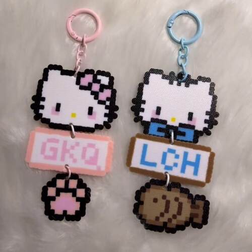 HelloKitty拼豆成品可爱KT猫挂件书包包包挂饰公仔钥匙扣