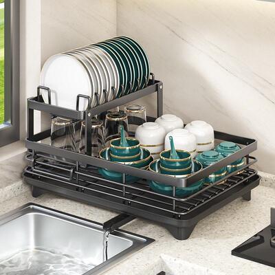 Stainless steel dish drying rack kitchen storage cup holder