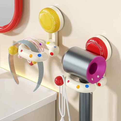 Suction Cup Hair Dryer Holder No-Drill Bathroom Organizer Ra