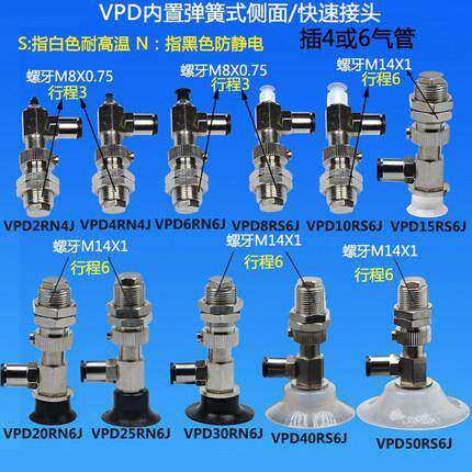 真空吸盘机械手内置弹簧式侧进气VPD246810153040RS6J