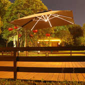 庭院伞花园户外遮阳伞阳台伞太阳能LED带灯太阳伞室外摆摊罗马伞