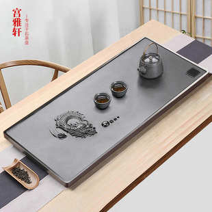 整块黑金石材家用茶几 厂家批发天然乌金石茶盘 功夫茶具石头茶台