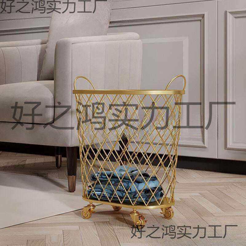 北欧浴室脏衣篓洗衣篮垃圾桶衣物玩具收纳蓝脏衣服收纳框金色默认