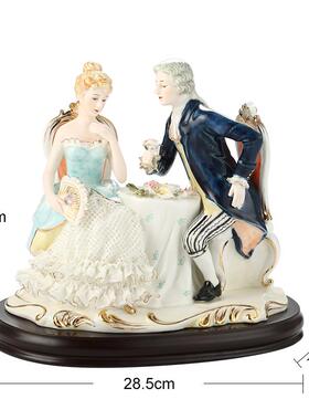 高档欧式居创意陶瓷人物件蕾瓷丝偶饰品装饰创意现代纯手家工摆精