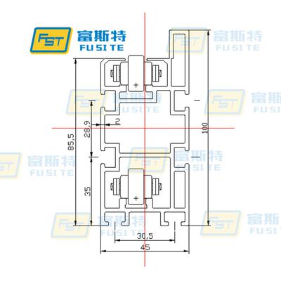 富斯特45100铝材 工业倍速链铝型材 2.5倍速链BS25-206B专用导轨