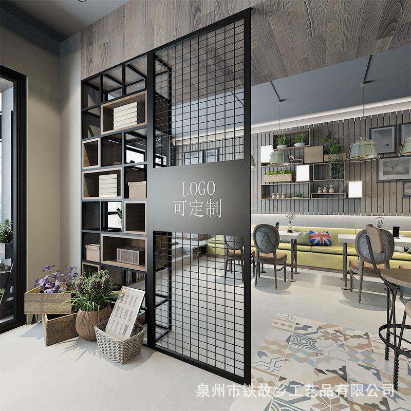 家用客厅屏风隔断简约铁艺花格工厂制做奶茶店餐厅酒店座屏屏风