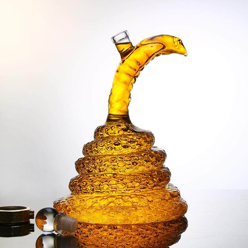 1000ml装生肖蛇玻璃工艺透明空酒瓶高硼硅酒瓶泡酒瓶酒器密封醒酒