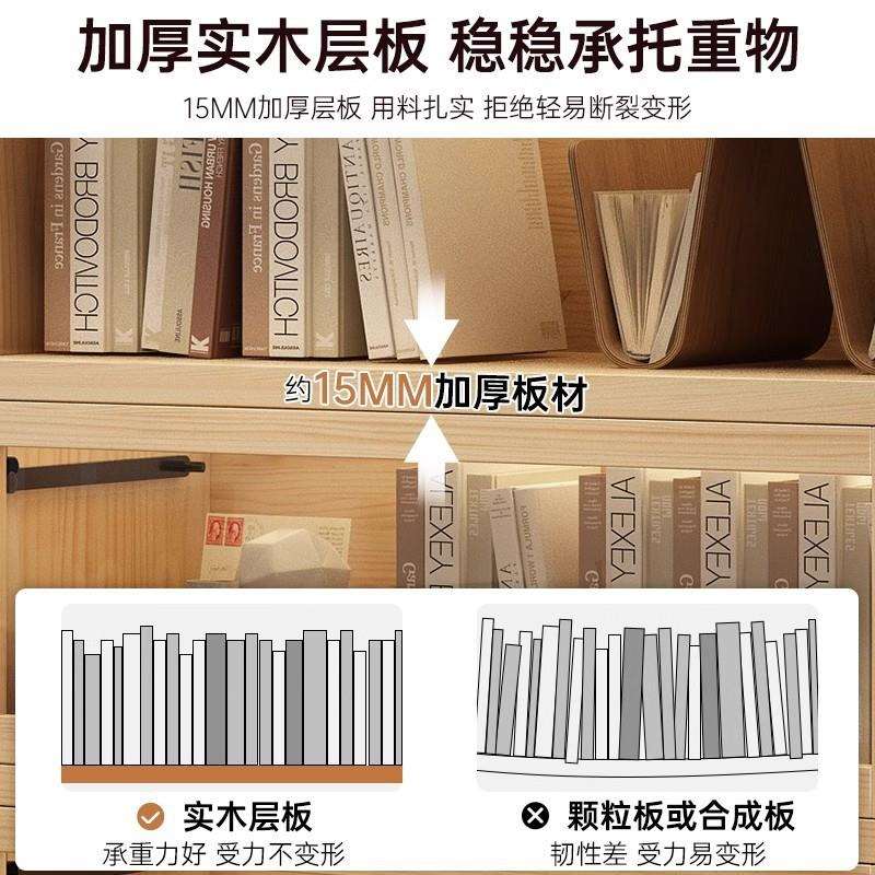 实木架书柜防尘储展物柜一体墙收纳柜家靠用示柜带SAK门书落地置