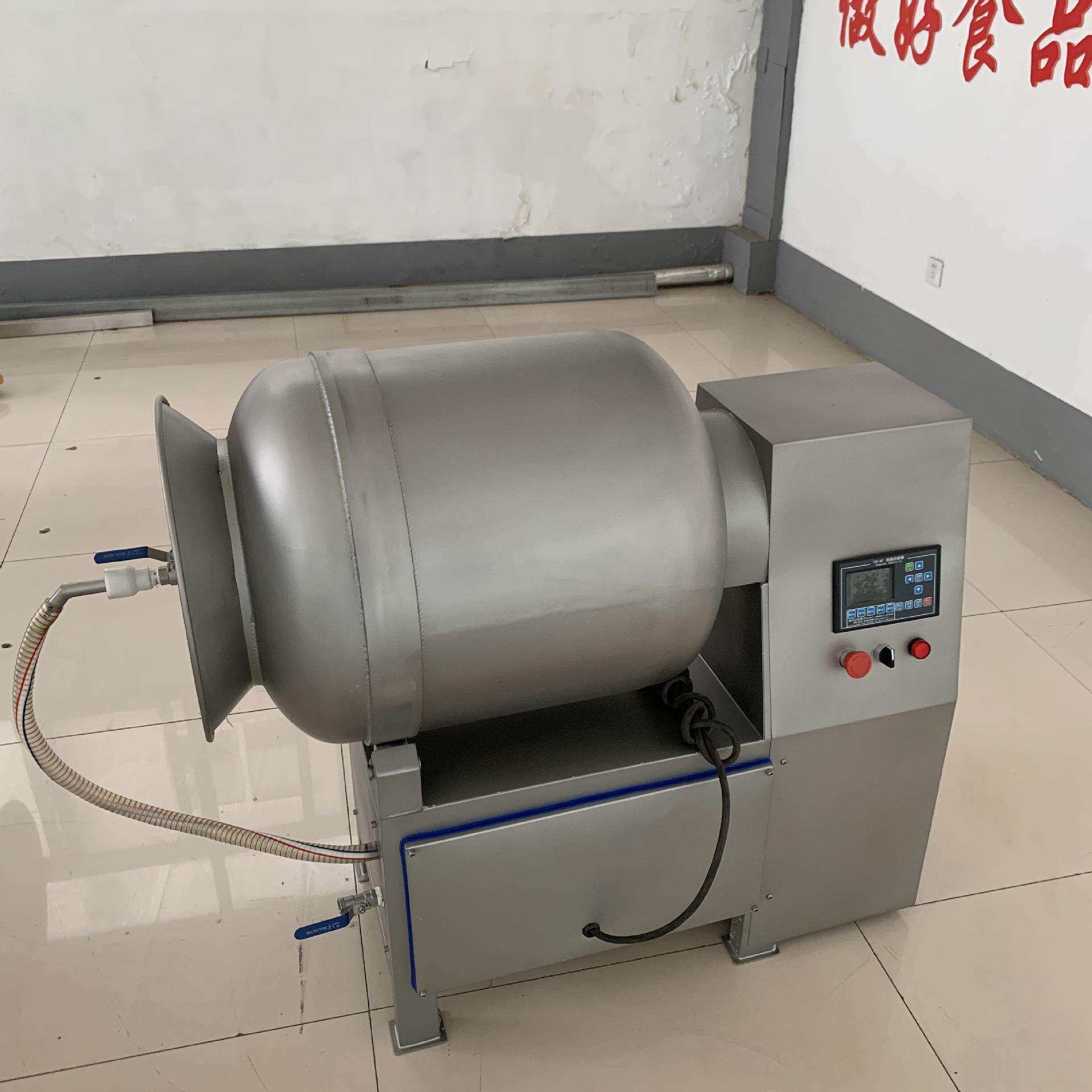 小型真空滚揉机 猪肉块自动出料倾斜式腌肉机 无骨鸡爪滚揉设备