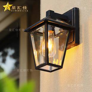 外墙外壁灯别墅大口阳台围柱子户外防水美式 复四角钻石古走廊墙室