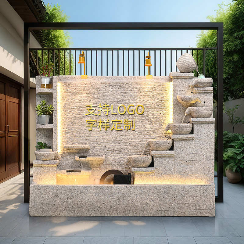 客厅办公室室内招财鱼缸流水墙装饰欧式大型水幕墙喷泉酒店摆件